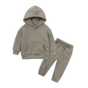 Children Clothes Wholesale Kids Winter Clothing Plain Kids Toddler Sweatsuits Pullover Hoodie Jogger Sets