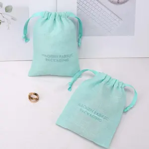 Özel nakış tasarım 100% keten takı ambalaj çanta organik İpli hediye parfüm kozmetik pamuk kılıfı