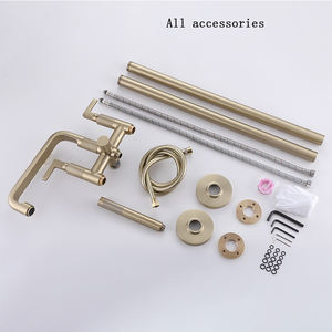 Luxury Bathroom <strong>Faucet</strong> Brushed Gold Waterfall <strong>Bath</strong> Tub Shower <strong>Faucet</strong> 3 Handles Brass Bathtub <strong>Faucet</strong> - Product Image 6