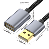 USB 2.0 AM AF Aluminium gehäuse Verlängerung kabel 3A Schnelllade-Nylon jacke Braid Shield ing für Handy Power Bank Computer