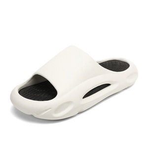 Tongs pour hommes, décontractées, pour l'intérieur et l'extérieur, semelle épaisse, légères, antidérapantes, sandales de plage, chaussures en EVA injecté, taille 40-45, blanches - Product Image 5
