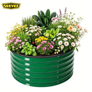 SEEYES Kit de <span class=keywords><strong>Jardinière</strong></span> Modulaire Ronde Surélevée de 18 Pouces en Métal Ondulé, Bac à Plantes en Acier Aluzinc - Product Image 1