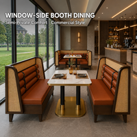 Banquette en velours moderne avec structure en bois pour restaurant, ensemble de banquettes pour café et hôtel