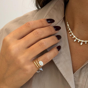 925 Sterling Silver 18K mạ vàng lớp Vòng cổ thiết lập, CZ Marquise giọt Baguette Choker & Y lariat Mặt dây chuyền vòng cổ phụ nữ - Product Image 6