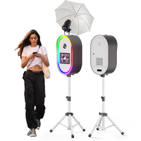 Photomaton ovale portable Installation facile Selfie Magic Dslr Photobooth Shell réglable en hauteur avec anneau lumineux RVB