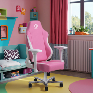 HOBOT <strong>Pink</strong> Fabric Swivel Gaming Office <strong>Chair</strong> Adjustable Armrest Computer Racing <strong>Chair</strong> for Gamers - Product Image 5