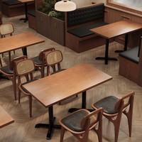 Table et chaises de style chinois vintage pour usage commercial, café, bar, bois massif transparent, combinaison de style occidental, restaurant, bar à manger