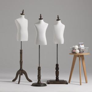 Maniquí de torso infantil con base de madera vintage para tienda de ropa, maniquíes de exhibición para niñas y niños - Product Image 4