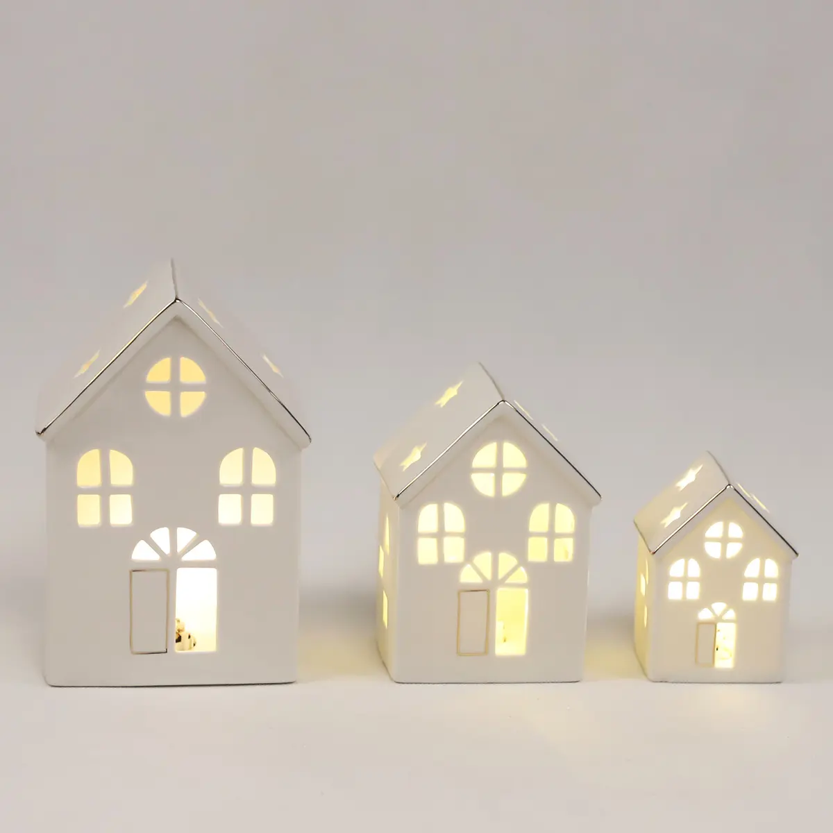 Nuevas ideas de regalos de navidad luz decorativa pequeña luz de té de cerámica luces de Casa Navidad