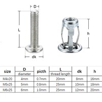 Kit de 35 pièces de vis, écrous et rivets d'expansion M4 M5 M6 assortis en boîte pour cloisons sèches, tôles métalliques, chevilles en forme de pétale et goujons d'ancrage