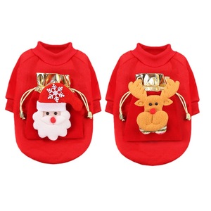 Christmas Dog <b>Cat</b> Hoodie Warm Fleece Winter <b>Clothes</b> With Lucky Bag Santa Reindeer Design Pet Apparel - Product Image 5