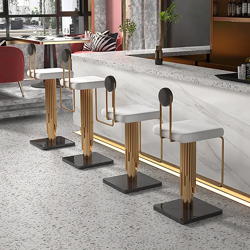 Barra giratoria de moda, silla de altura con diseño moderno, sillas altas de Metal dorado para bares