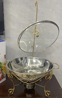 Buffet Chafing Dish Equipment Restaurant Isolierte Servier schale Edelstahl Gold Runde Chafing Dish Set mit Glas deckel