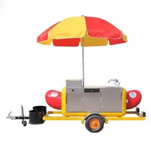 Best Selling Mobile Hot Dog Stand Cart On Wheels With Grill Fryer Towable Burgers Hot Dog Food Vending Carts Trailer For Sale