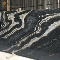Bookmatch exotique Populaire Noir Dalles De Marbre En Bois avec des lignes d'or Poli Marbre de Forêt-Noire Pour Carrelage Mural