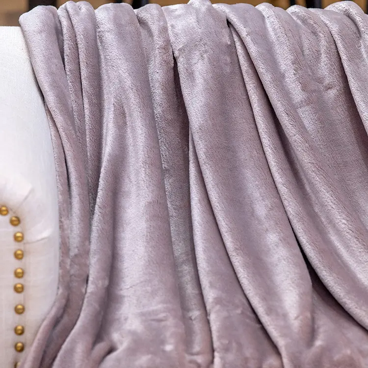 Franela de sofá lanza flecos sólida decorativa de lana de terciopelo Manta con chenille pompón