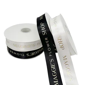 Wholesale white gift ribbon custom satin Christmas ribbon printer ribbons