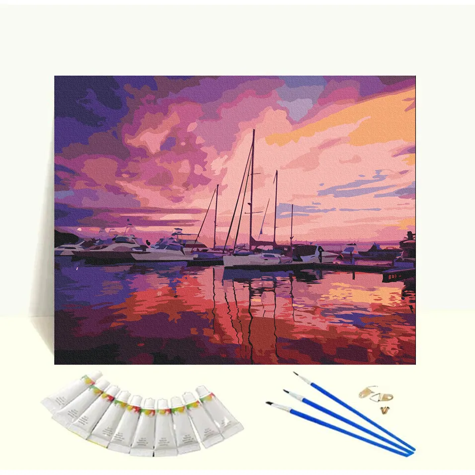 Seascape Beach DIY Painting By Numbers kits Oil Painting Handpainted Canvas Painting Wall Decorative Art Custom photo