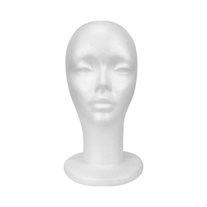<span class=keywords><strong>Tête</strong></span> de <span class=keywords><strong>mannequin</strong></span> en mousse/polystyrène perforable MCY en gros pour présentoirs de perruques, pratique du maquillage, cadeaux de vacances - Style sur pied 31 cm Haute qualité - Product Image 1