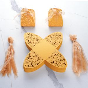 6X6X7 cm <span class=keywords><strong>Pack</strong></span> de 100 Noël Mariage Anniversaire Alimentaire Sans BPA Or Découpé Au Laser Rose Coffrets Cadeaux avec Ruban - Product Image 4