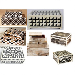 BS INTERNATIONAL Good Quality Engraved Christmas Square Modern Bone Inlay Multicolor Jewelry Cosmetic <b>Storage</b> Box NA9 Model - Product Image 1