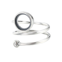 S925 Sterling Silber Einfacher runder Ring Leerer Halter Eingelegter Bienenwachs Jade Öffnungs ring Basis rohlinge für DIY Zubehör Schmuck