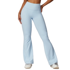 女性フィットネスジム着用服ハイウエストナイロンスパンデックススクランチバットフレアヨガパンツレギンス - Product Image 1