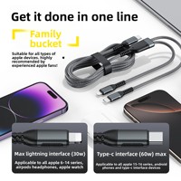 Kabel USB 3 in 1 Pengisian Daya Super Cepat 100W PD E Marker Chip Kabel Multi Pengisian Daya Tipe C Perangkat Laptop Tablet Smartphone 1.25m 1.8m