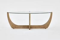 Mid-Century Modern Wabi-Sabi Couchtisch aus Glas, Esstisch-Set aus Eiche, Wohnzimmermöbel mit Holz-Couchtisch Mobiliario