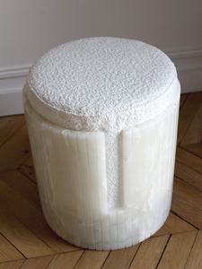 SH STONE Simple nórdico sala de estar nuevo Popular piedra Natural muebles de ocio sofá lateral estriado mármol <span class=keywords><strong>Dolce</strong></span> taburete PUF Otomano - Product Image 6