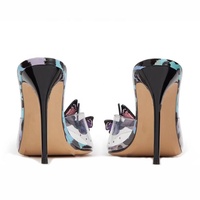 Sandales sexy à bout ouvert pour femmes, grande taille 46, chaussures habillées colorées d'été, mules à talons hauts en PVC