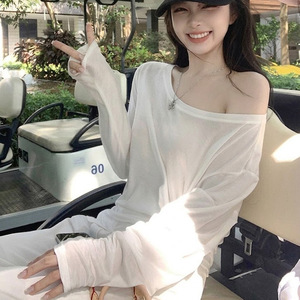 สไตล์ JY23 เสื้อเบลาส์แขนยาวป้องกันแสงแดดแบบเปิดไหล่ ผ้าไลโอเซลล์ น่ารัก สำหรับผู้หญิง ฤดูร้อน เนื้อผ้าบางเบา สวยหรู - Product Image 1