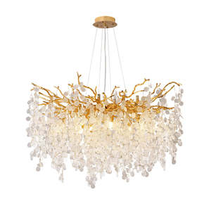 French Aluminum Golden Snow Glass Light Hotel Living Room <b>Tree</b> Branch Raindrop Led <b>Crystal</b> Chandeliers - Product Image 1