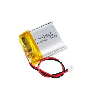 ली-पॉलीमर निर्माता पेशेवर कस्टम लिथियम पॉलिमर बैटरी 102426 550Mah 3.7V रिचार्जेबल बैटरी पैक