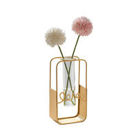 DREA Or Fer Fleur Verre Vase Métal Terrarium Jardinière pour Centre de Table Décoration Murale