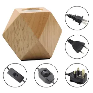 LED bảng ánh sáng gỗ đèn bàn trang trí ánh sáng ban đêm Đèn bàn rắn gỗ E27 ổ cắm ánh sáng cơ sở chủ cắm ấm đèn - Product Image 1