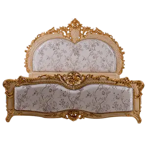 Luxury Europe Bed Villa Bedroom Furniture Master Bedroom Solid Wood Carved Bed 1.8 Meters Fabric Double Bed