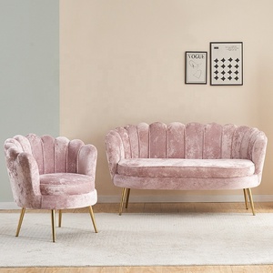 <span class=keywords><strong>Divano</strong></span> Divanetto Multiuso in Velluto Rosa Conchiglia Stile Moderno Unico per Soggiorno - Product Image 5