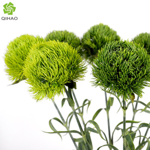 QIHAO Flor Artificial de Clavel Verde, Flores de Plástico Suave en Jarrón para Decoración del Hogar, Renovación de Balcones - Product Image 2