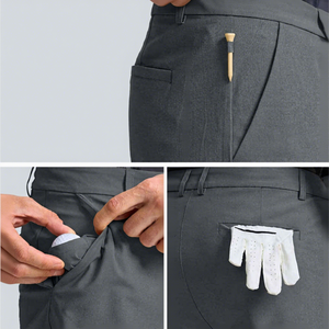 Shorts de golf décontractés pour hommes, été, confortables, 100 % coton, écologiques, anti-plis, séchage rapide, tricotés, taille mi-haute avec cordon de serrage - Product Image 3