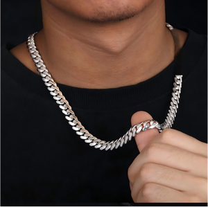 سلسلة كوبان كلاسيكية من الفضة الإسترليني عيار 925 مصنوعة يدويًا بعرض 6-10 مم، قلادة هيب هوب مخصصة ذهبية للرجال، هدية لعشاق الموضة - Product Image 1