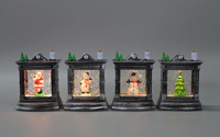 Lanterne LED en forme d'horloge antique noire et argentée, boule de neige décorative pour la maison, idéale pour les fêtes
