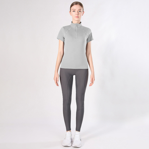 Miglior servizio da donna top equestri a manica corta <span class=keywords><strong>grigio</strong></span> rinoceronte camicie da equitazione a strati di Base altamente compressivi vestiti - Product Image 2