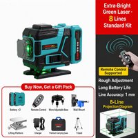 Niveau laser vert turquoise à faisceau horizontal et vertical pour le carrelage mural, l'alignement des sols, la construction, vente en gros OEM