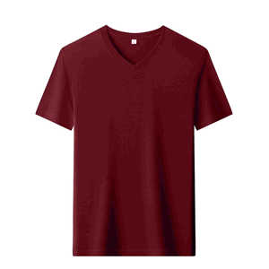 เสื้อยืดคอวีผู้ชาย ผ้าฝ้ายสีดำ สีพื้น ใส่สบาย แขนสั้น ผ้าบาง - Product Image 3