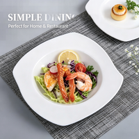 Assiettes en porcelaine à bords carrés, assiette à dîner 10,5 pouces, assiette à dessert 8 pouces, assiette à soupe 9 pouces, écologiques, contemporaines, pour restaurant et maison