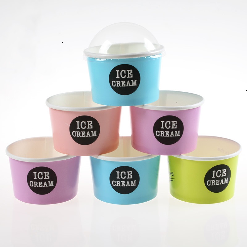 16oz Disposable Thickened Paper Ice Cream Cups For Beverage