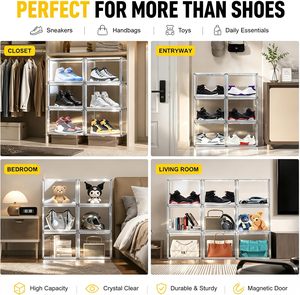 Clear PP+ABS Rectangle Magnet Drop Front Custom Transparent Display Stackable Shoe <b>Storage</b> <b>Boxes</b> with 10-20L Capacity - Product Image 4
