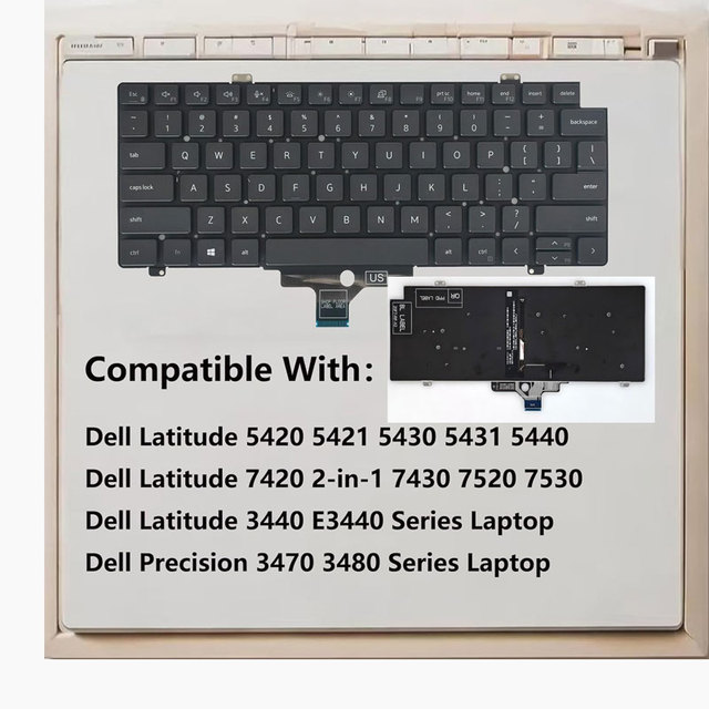 Keyboard for Dell Latitude 5420 5421 5430 5431 5440 7420 7430 7520 7530 3440 E3440, Precision 3470 3480 Laptop Backlit Keyboard