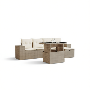 <b>Rattan</b> Garden <b>Sofa</b> Set 4 Seater With Cushions Outdoor Furniture Contemporary Design - Product Image 1